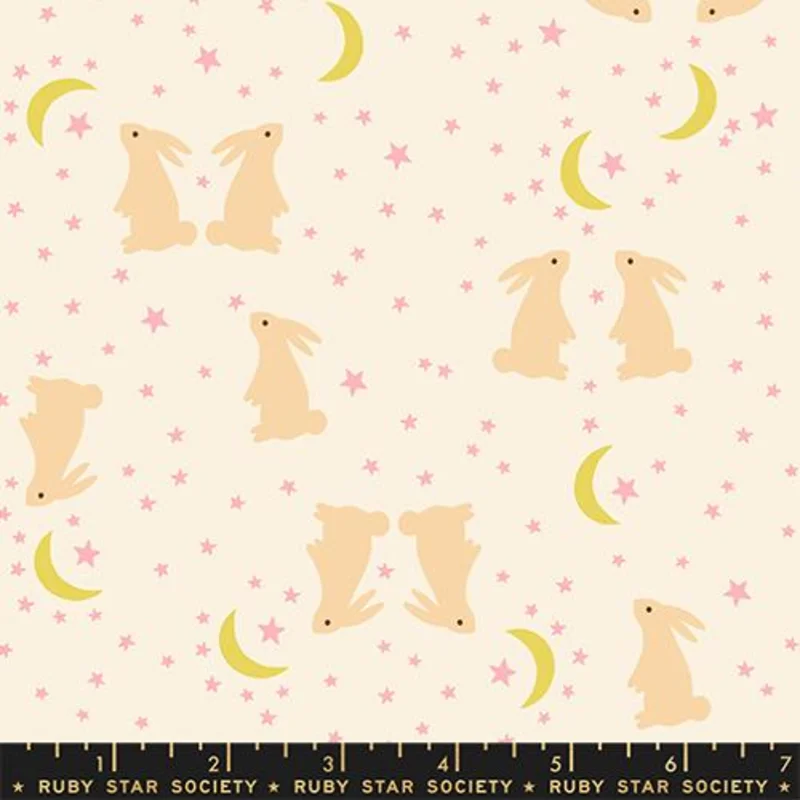 Ruby Star Society MYSTIC FABLE: Bunnies-Natural (1/4 Yard)