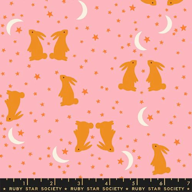 Ruby Star Society MYSTIC FABLE: Bunnies-Rosebud (1/4 Yard)