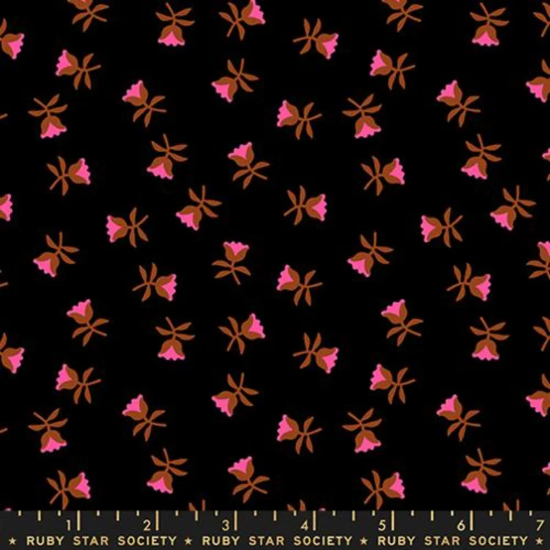 Ruby Star Society MYSTIC FABLE: Sweetflower-Soft Black (1/4 Yard)