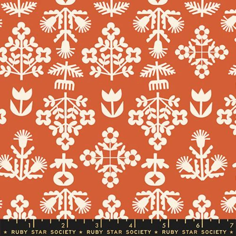 Ruby Star Society PAPER CUTS 2: Fresh Cut Flowers-Persimmon (1/4 Yard)