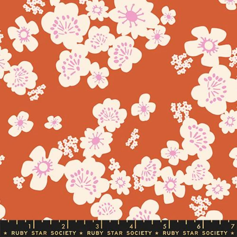 Ruby Star Society PAPER CUTS 2: Hana Florals-Persimmon (1/4 Yard)