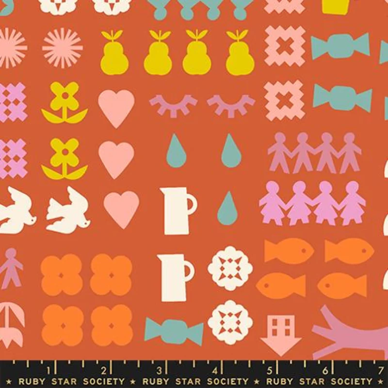 Ruby Star Society PAPER CUTS 2: Together-Persimmon (1/4 Yard)