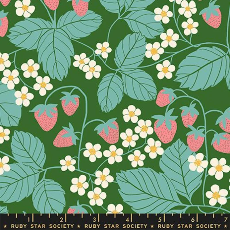 Ruby Star Society REIMAGINED LANDSCAPES: Strawberry Field-End Green (1/4 Yard)