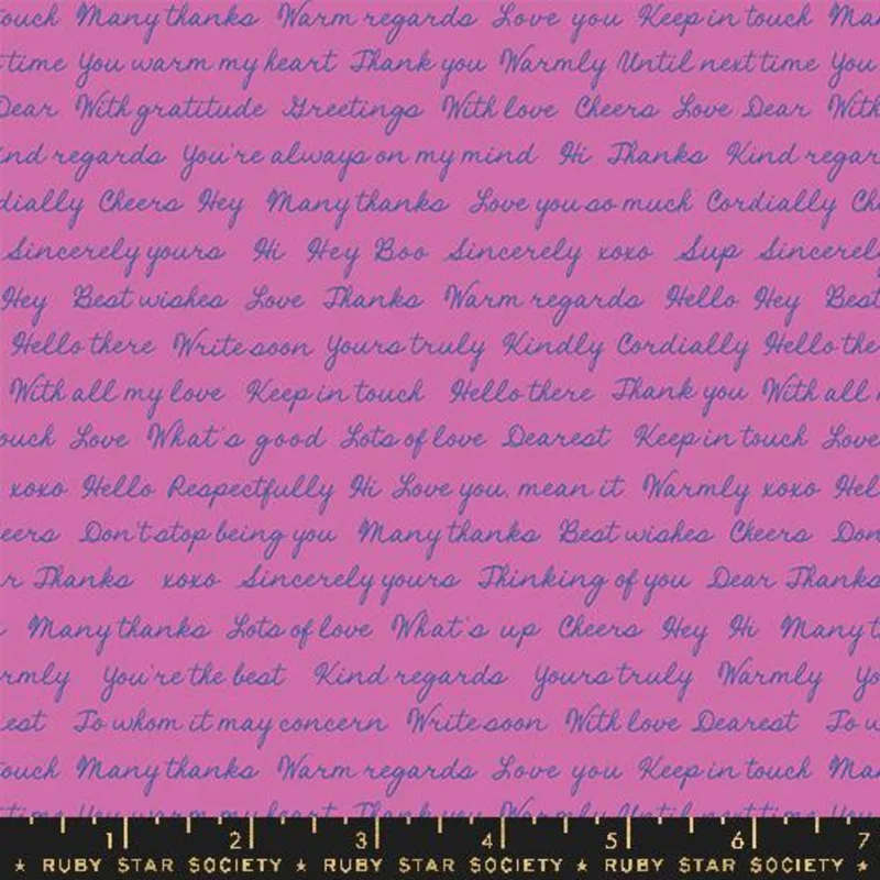 Ruby Star Society SALUTATIONS: Hello Goodbye-Heliotrope (1/4 Yard)
