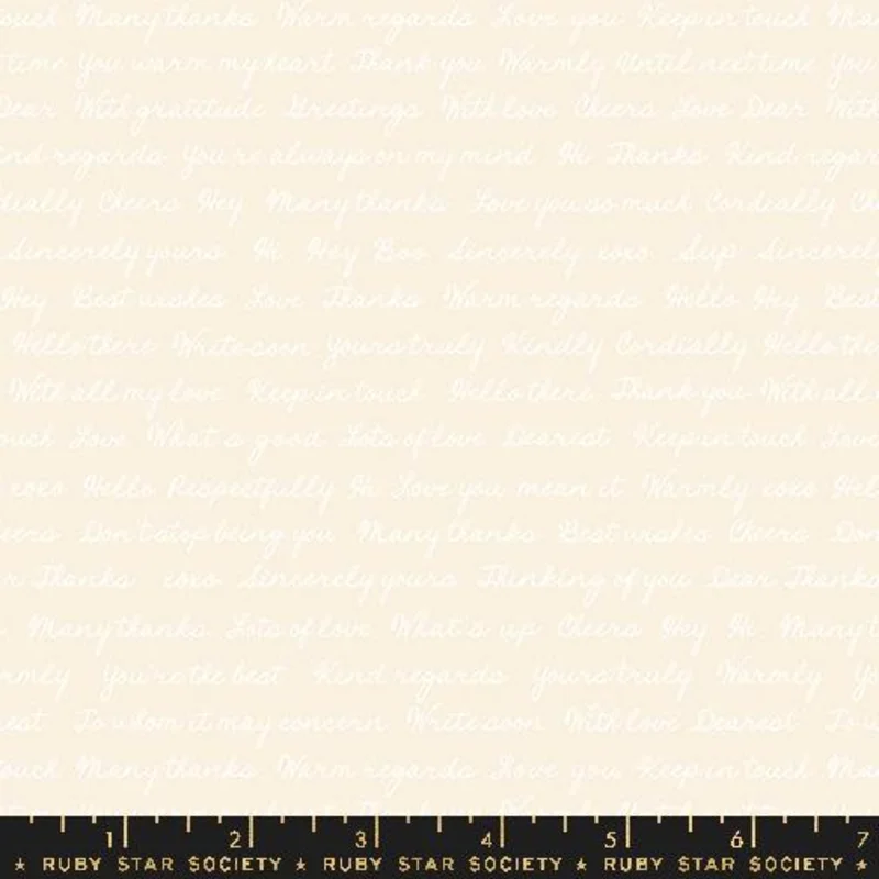Ruby Star Society SALUTATIONS: Hello Goodbye-Natural (1/4 Yard)