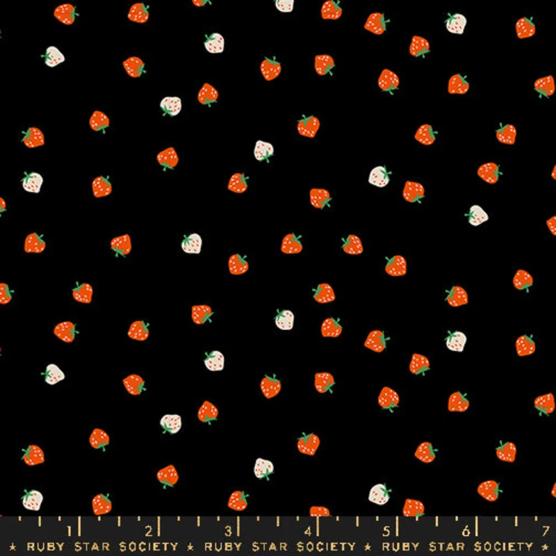 Ruby Star Society STRAWBERRY: Mini Berry-Black (1/4 Yard)
