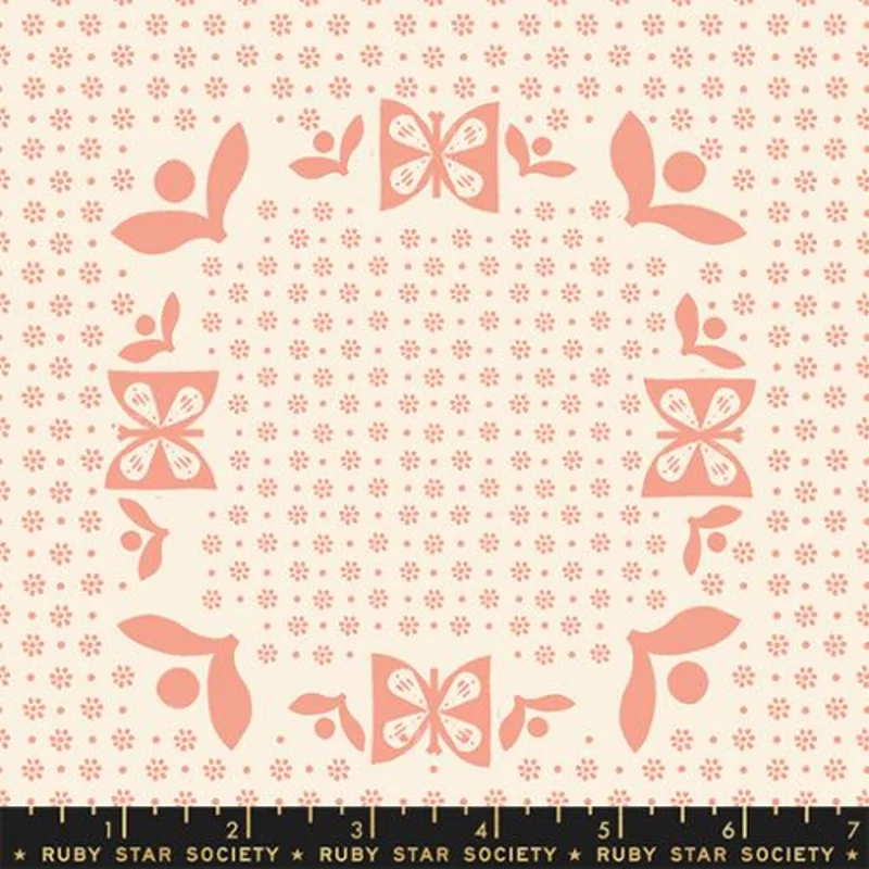 Ruby Star Society SUGAR MAPLE: Retro Vintage Kitchen Butterflies- Melon (1/4 Yard)