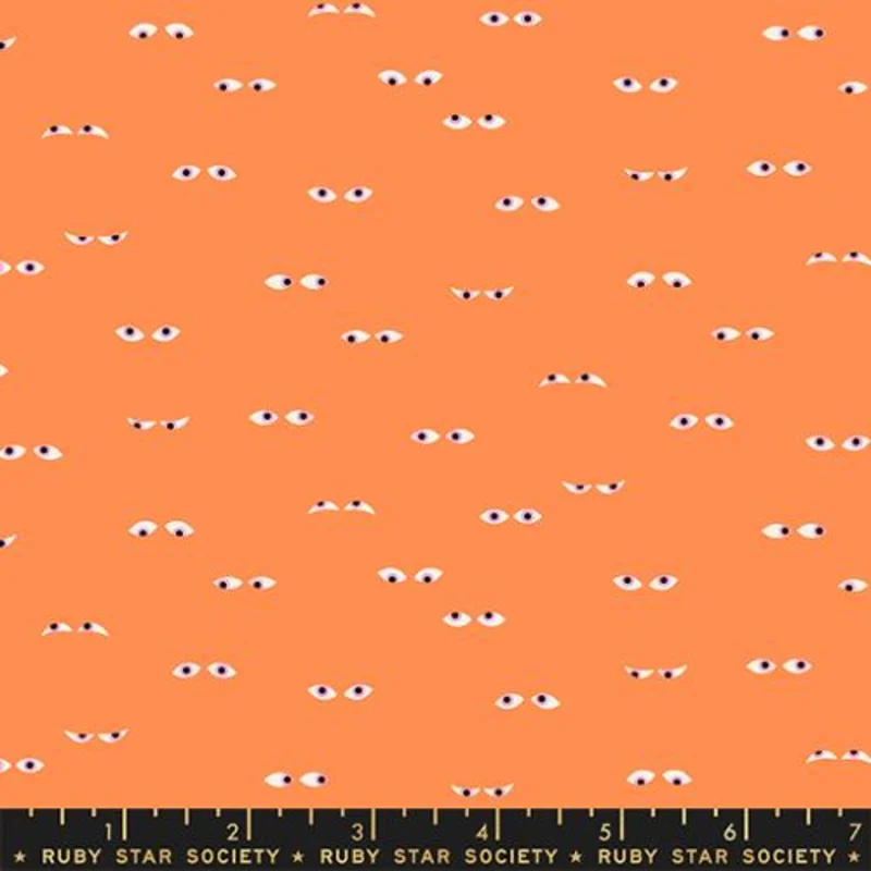 Ruby Star Society TINY FRIGHTS: Creepy Eyes-Pumpkin (1/4 Yard)