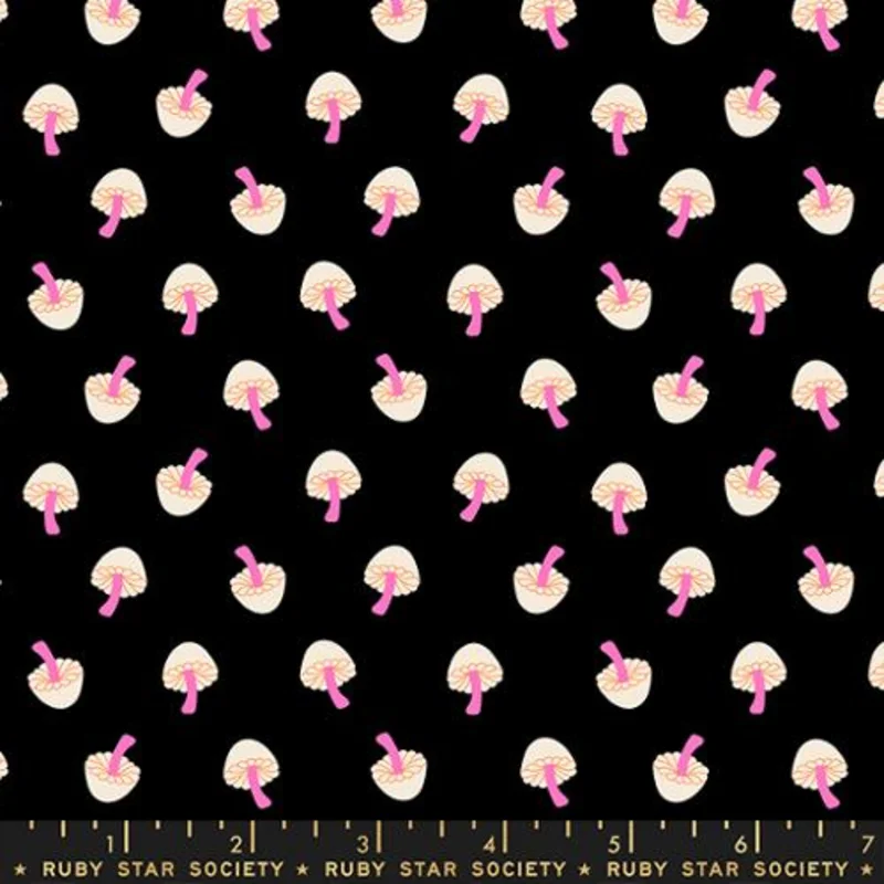 Ruby Star Society TINY FRIGHTS: Mushroom-Black (1/4 Yard)