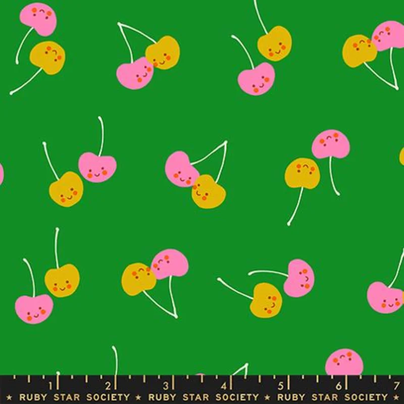 Ruby Star Society TRINKETRY: Cherry Friends-Deep Verdant (1/4 Yard)