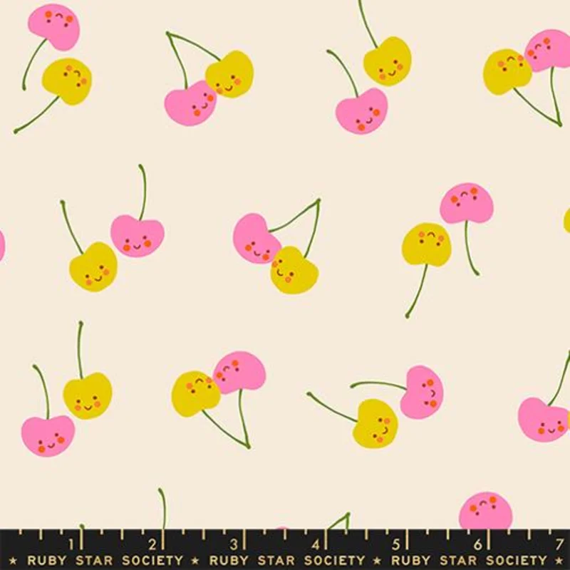 Ruby Star Society TRINKETRY: Cherry Friends-Natural (1/4 Yard)