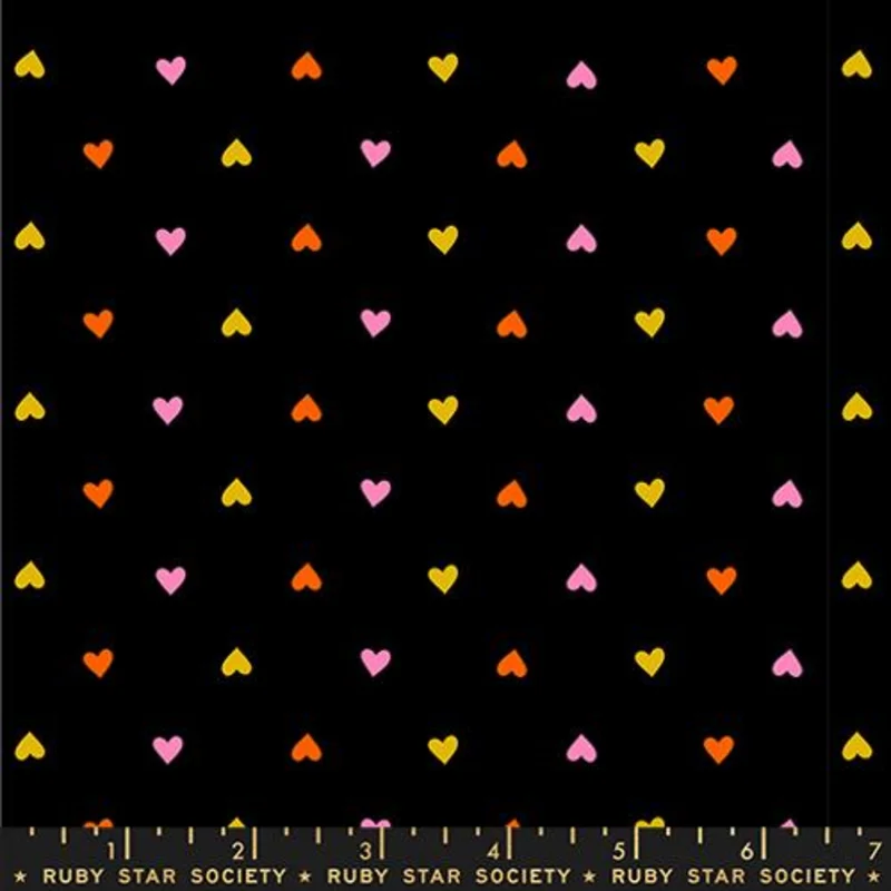 Ruby Star Society TRINKETRY: Hearts-Black (1/4 Yard)