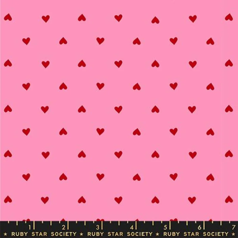 Ruby Star Society TRINKETRY: Hearts-Flamingo (1/4 Yard)