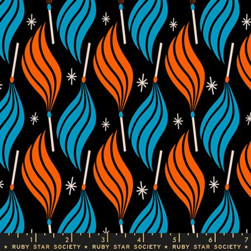 Ruby Star Society TRINKETRY: Lit-Black (1/4 Yard)
