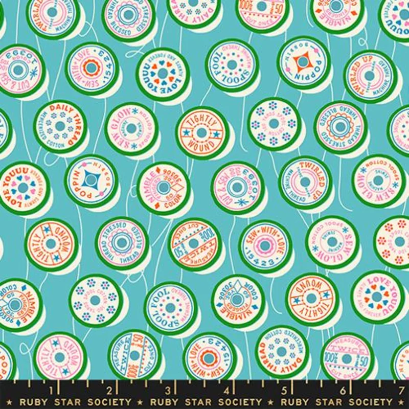 Ruby Star Society TRINKETRY: Spools-Turquoise (1/4 Yard)