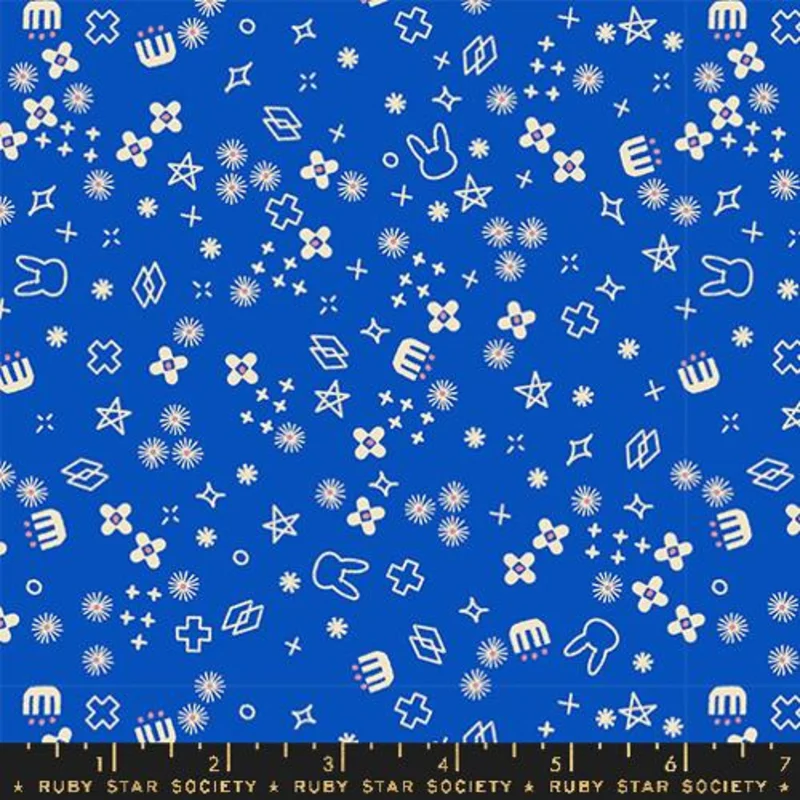 Ruby Star Society WOODLAND PARK: Bunny Bloom-Blue Ribbon (1/4 Yard)