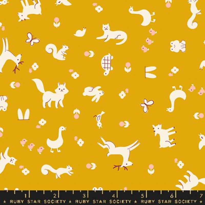 Ruby Star Society WOODLAND PARK: Menagerie-Goldenrod (1/4 Yard)