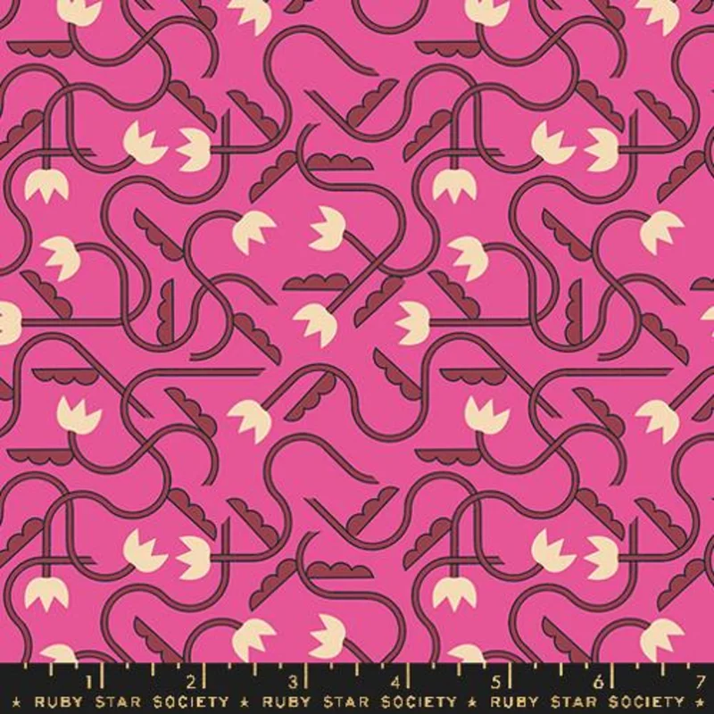 Ruby Star Society WOODLAND PARK: That One Flower Print-Raspberry (1/4 Yard)