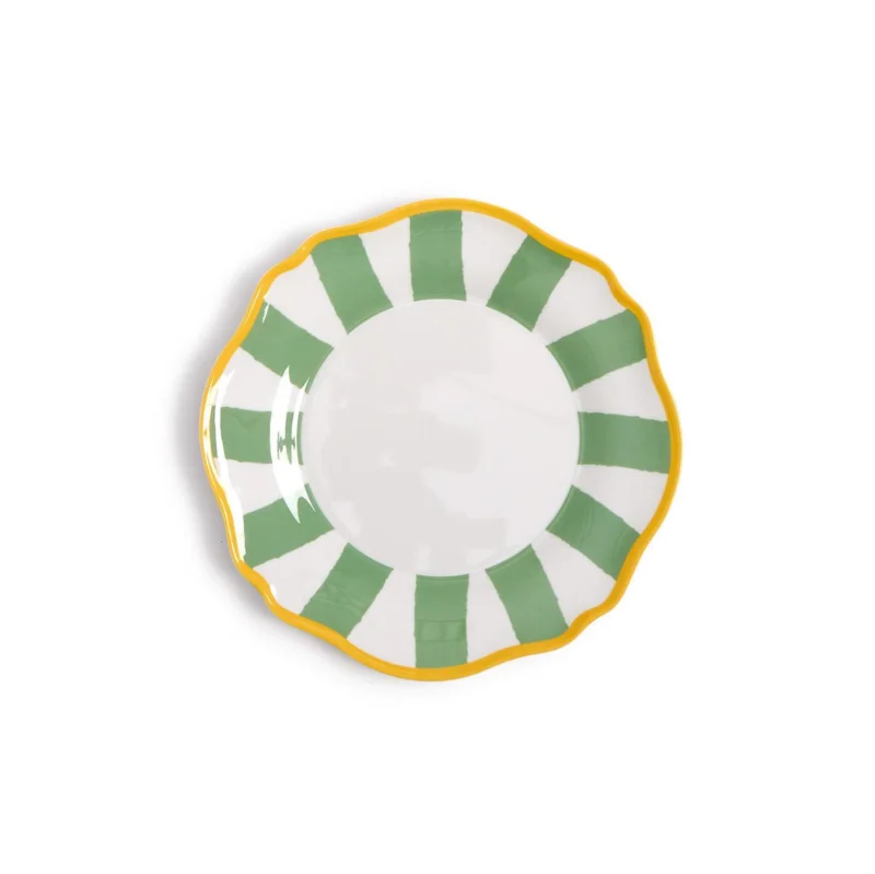 Sage Striped Salad Dessert Plates, S/4