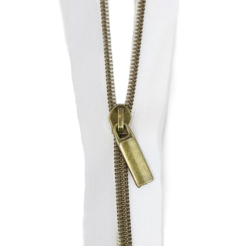 Sallie Tomato: #3 Zippers by the Yard-White/Antique