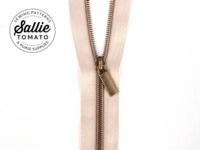Sallie Tomato: #5 Zippers by the Yard-Beige/Antique