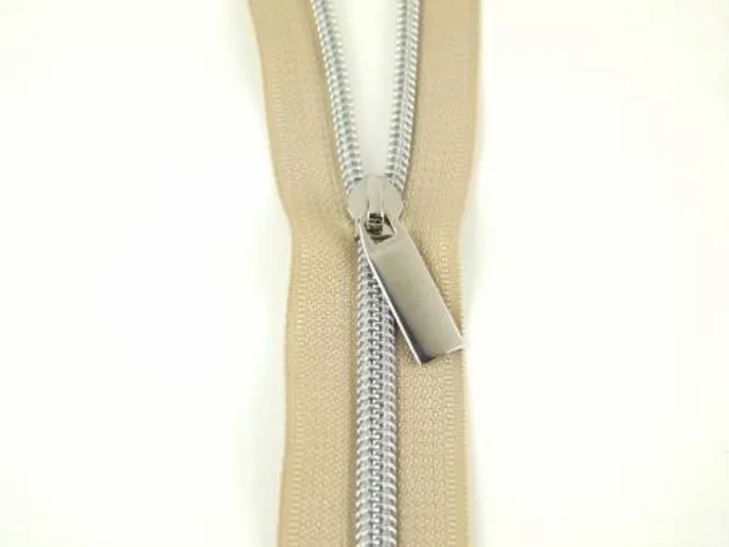 Sallie Tomato: #5 Zippers by the Yard-Beige/Nickel