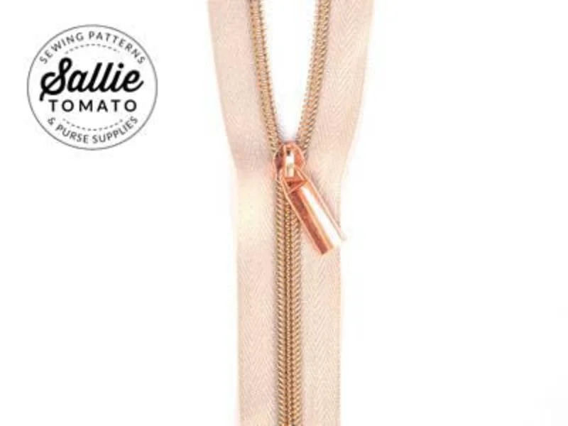 Sallie Tomato: #5 Zippers by the Yard-Beige/Rose Gold