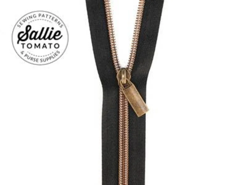 Sallie Tomato: #5 Zippers by the Yard-Black/Antique