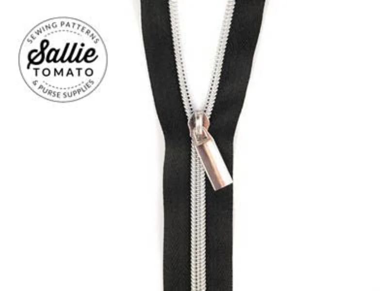 Sallie Tomato: #5 Zippers by the Yard-Black/Nickel