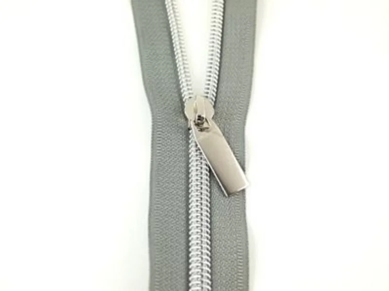 Sallie Tomato: #5 Zippers by the Yard-Grey/Nickel