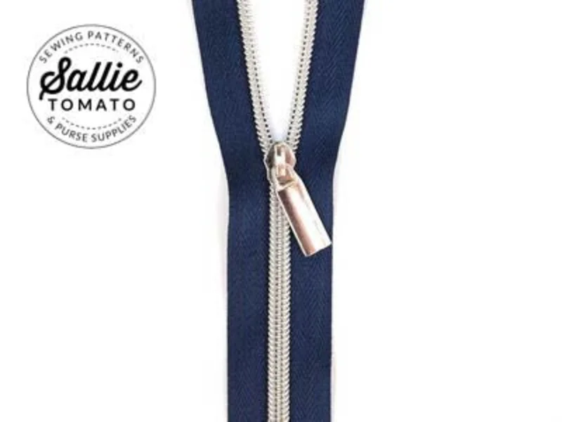 Sallie Tomato: #5 Zippers by the Yard-Navy/Nickel