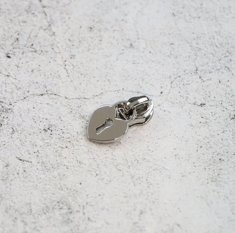 Sallie Tomato: Heart Padlock Zipper Pull-Nickel