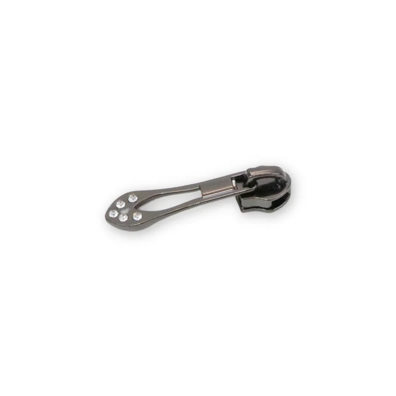 Sallie Tomato: Jeweled Tip Zipper Pull-Gunmetal