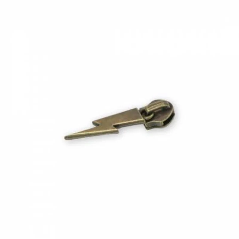 Sallie Tomato: Lighting Bolt Zipper Pull-Antique