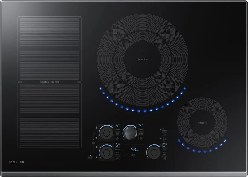 Samsung - 30 inch wide Induction Cooktop in Black Stainless Steel - NZ30K7880UG Black Stainless