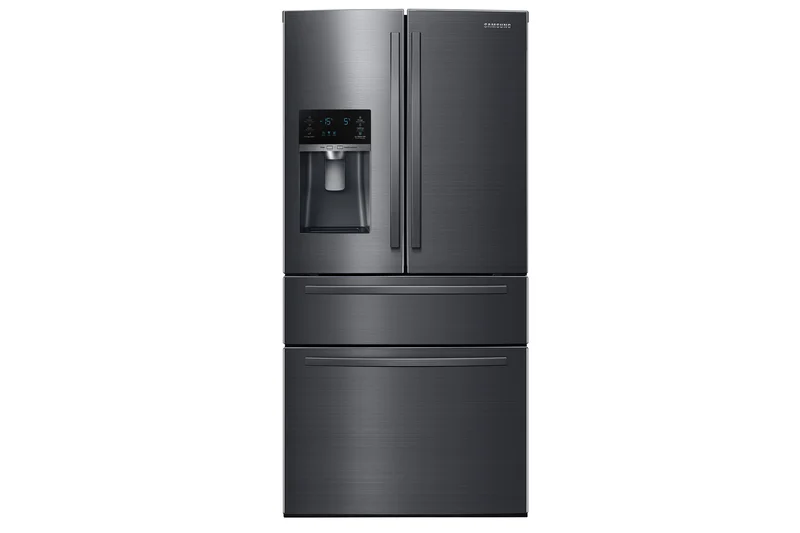 Samsung - 32.75 Inch 24.7 cu. ft French Door Refrigerator in Black Stainless - RF25HMIDBSG Black Stainless