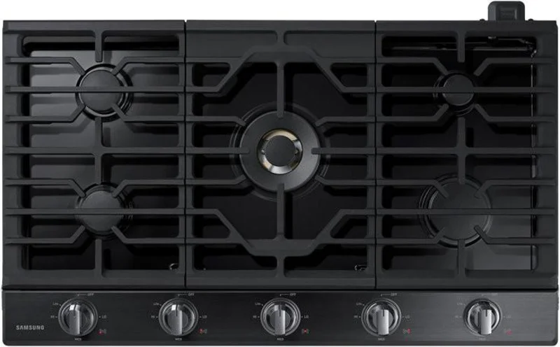 Samsung - 36 inch wide Gas Cooktop in Black Stainless Steel - NA36N7755TG Black Stainless
