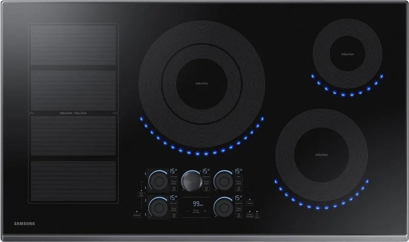 Samsung - 36 inch wide Induction Cooktop in Black Stainless Steel - NZ36K7880UG Black Stainless
