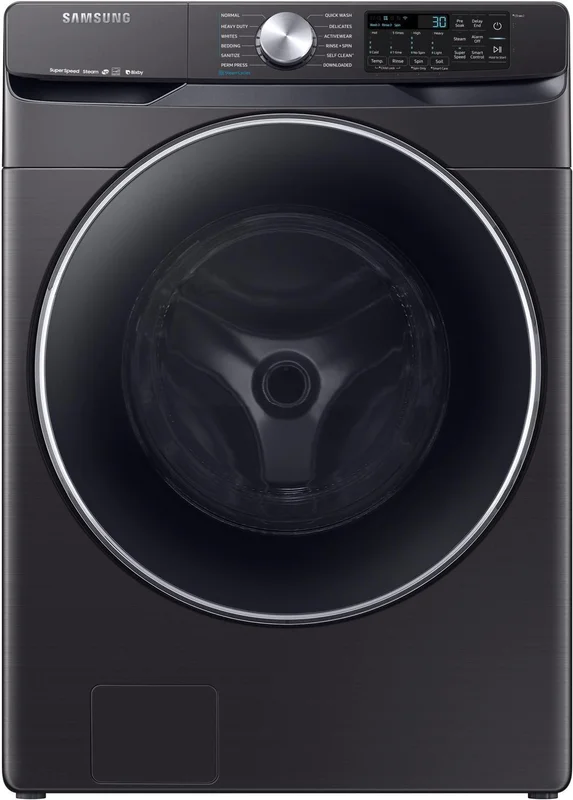 Samsung - 5.2 cu. Ft Front Load Washer in Black Stainless - WF45R6300AV Black Stainless
