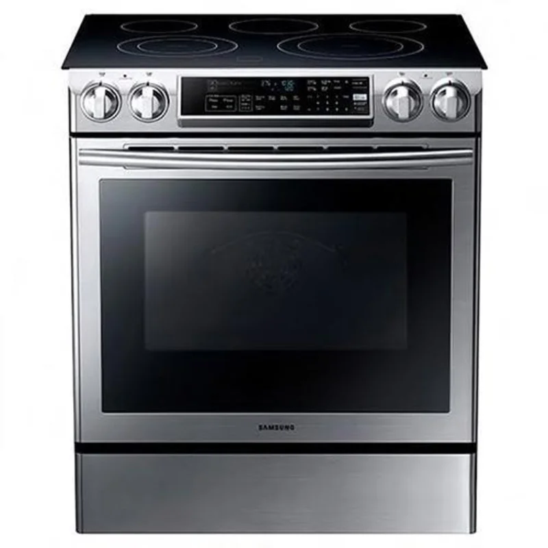 Samsung - 5.8 cu. ft Slide-In Electric Range in Stainless Steel - NE58F9500SS Stainless
