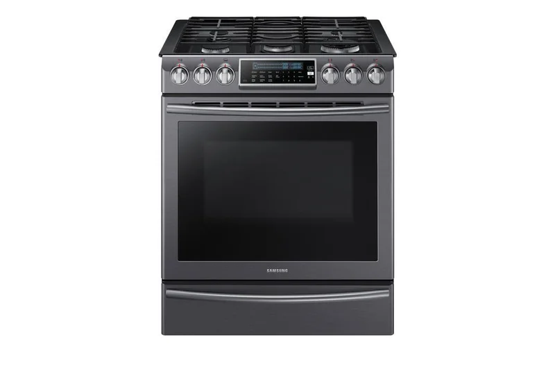 Samsung - 5.8 cu. ft Slide-In Gas Range in Black Stainless Steel - NX58K9500WG Black Stainless
