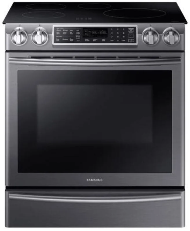 Samsung - 5.8 cu. ft Slide-In Induction Range in Black Stainless Steel - NE58N9560WG Black Stainless