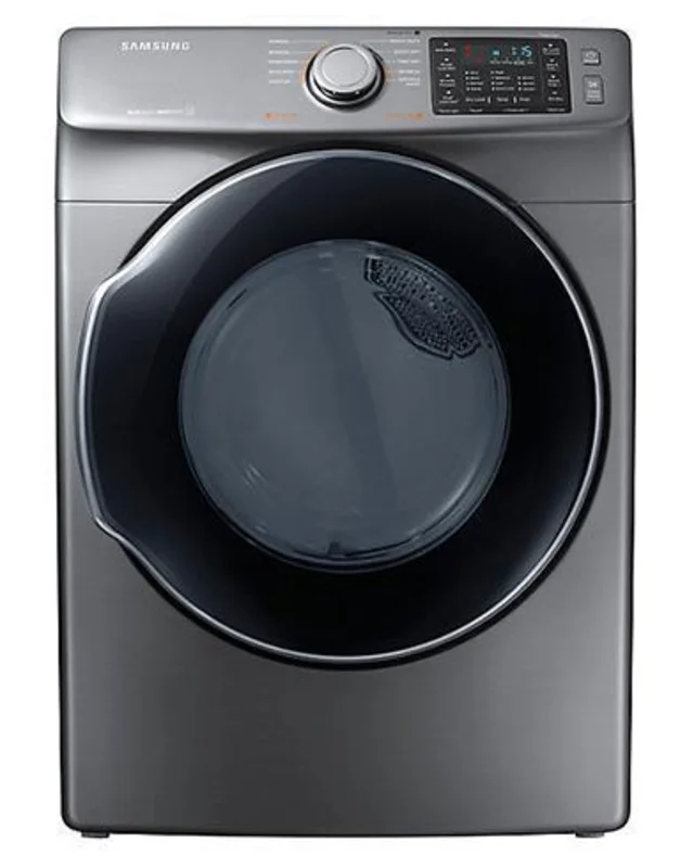 Samsung - 7.5 cu. Ft  Electric Dryer in Platinum - DVE45M5500P Black Stainless