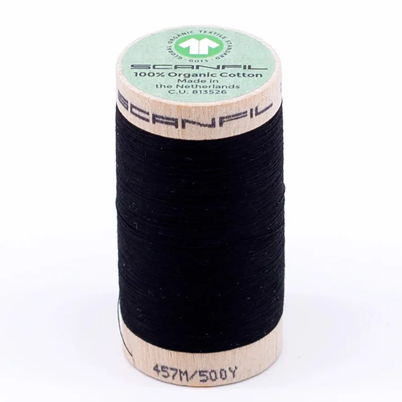 Scanfil: Organic Cotton Thread 50wt- Jet Black 4808