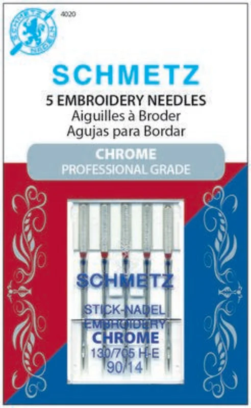 Schmetz Chrome Embroidery 90/14 Carded 5 Pack