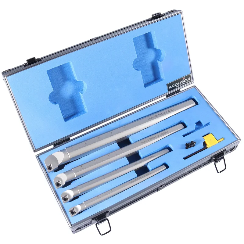 SCLCR 4 Pc Indexable Boring Bar Set, without Inserts, Working with CCMT 32.5 and CCTG 32.5 Inserts, 1/2", 5/8", 3/4", & 1", #P252-S411