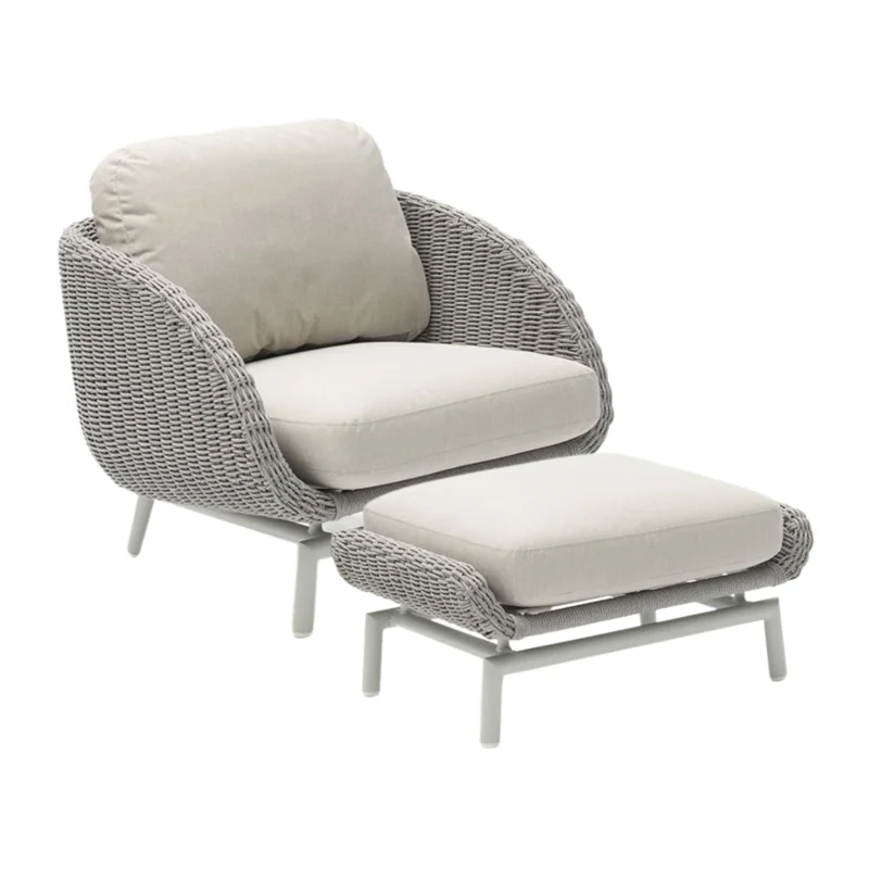 Scoop Occasional Chair with Optional Ottoman, Light Grey Aluminum