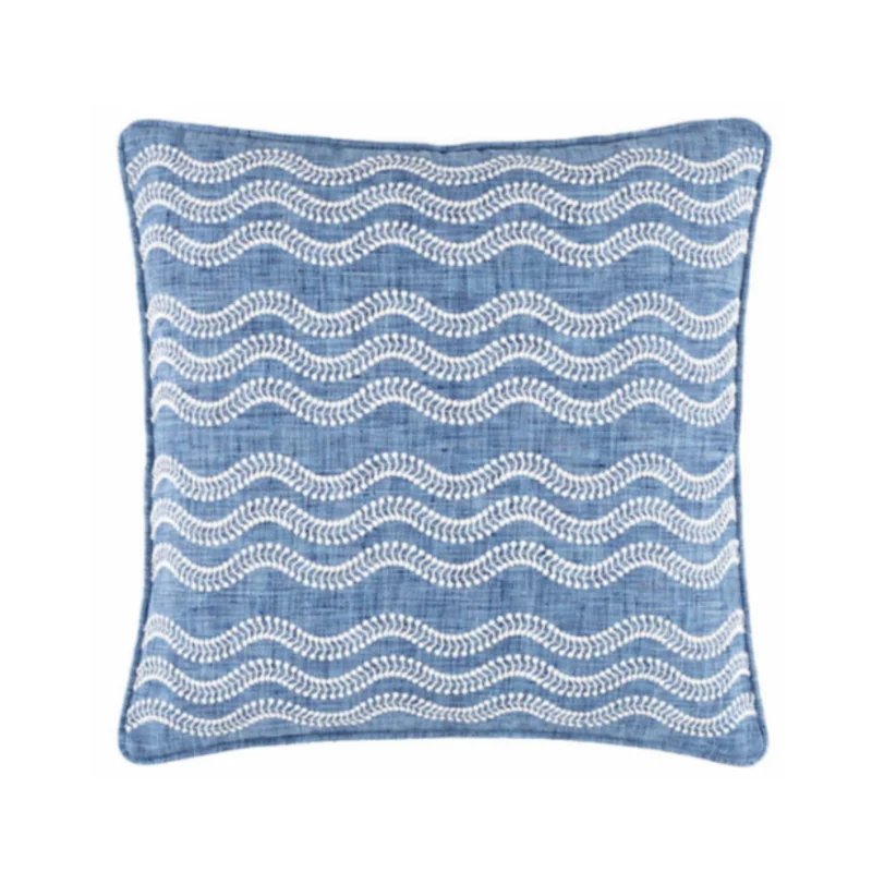Scout Embroidered Indoor / Outdoor Decorative Pillow - French Blue, 20" x 20"