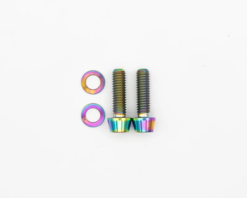 Shimano Crank Arm Pinch Bolt Kit - Titanium Rainbow Oil Slick