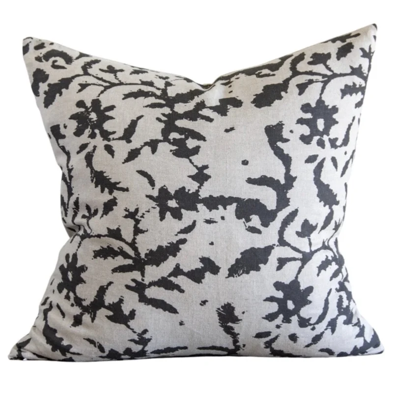 Sienna on Natural Pillow - Black, 22" x 22"
